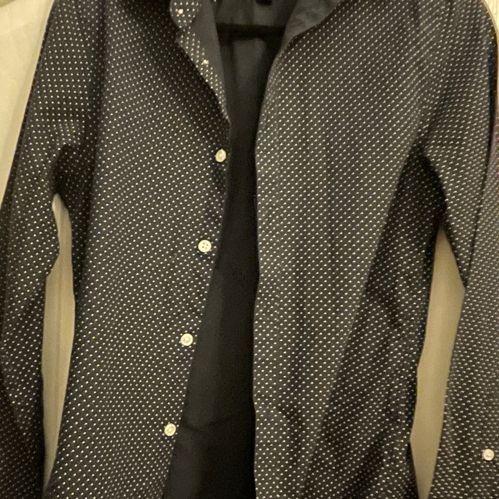 H&M Navy Polka Dot Slim Fit Shirt